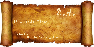 Ulbrich Alex névjegykártya